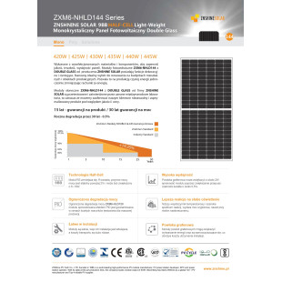 Panel fotowoltaiczny 455W ZNSHINE DOUBLE GLASS ZS455W-CZ